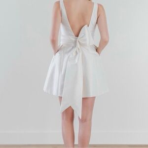 Watters Naya Elegant Backless Cream Dress with Bow